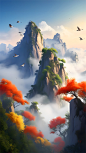 数字艺术山水风光背景图片-众图网
