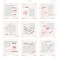Set of square social media banner template for spe