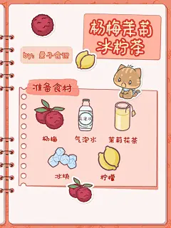 手绘食谱｜杨梅茉莉冰柠茶酸甜冰爽_2_栗子食记_来自小红书网页版