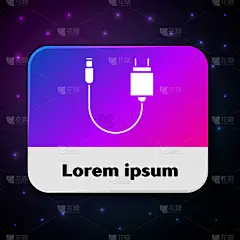 分离着色,充电器,图标,黑色背景,白色,长方形,概念,技术,现代,设计