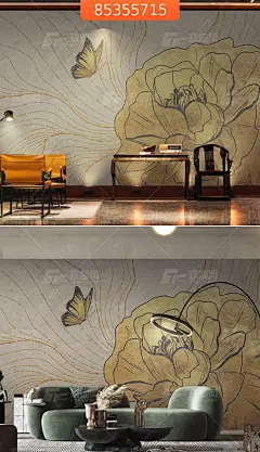 现代剪影手绘线条花朵蝴蝶线条抽象金色轻奢背景墙下载-编号85355715-手绘电视背景墙-电视背景墙-背景墙-背景墙/壁纸-玖图网