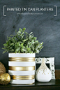 Recycle old tin cans into fabulous painted tin can planters, perfect for indoors or outdoors by @craftedsparrow