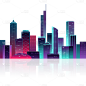 矢量城市建筑城市夜景