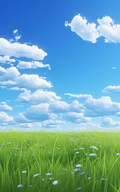 草地蓝天白云背景壁纸素材图