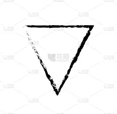 倒三角形黑色轮廓80年代风格草图