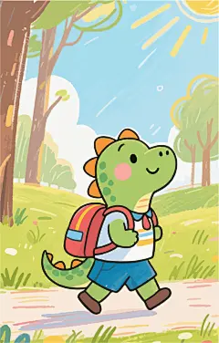卡通小恐龙可爱插画