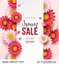 Spring sale background with beautiful flowers.