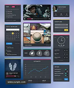 黑色UIkit界面设计PSD源文件 UI设计 
