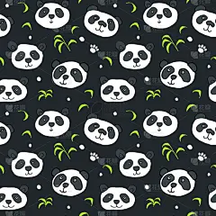 四方连续纹样,矢量,卡通,动物,绘画插图,可爱的,乱画,熊猫,动物手,泰迪熊