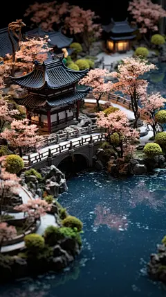 古风建筑3d建筑样机树木植物素材