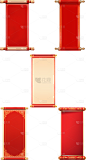 中国风通用红色中式竖版卷轴元素素材
