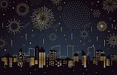 新年城市烟花繁荣夜景 简约楼房 高楼大厦 高清背景 背景 设计图片 免费下载 页面网页 平面电商 创意素材