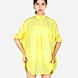 独立设计师品牌Sungdo gin2013秋新款纯棉黄波点宽松衬衫式连衣裙