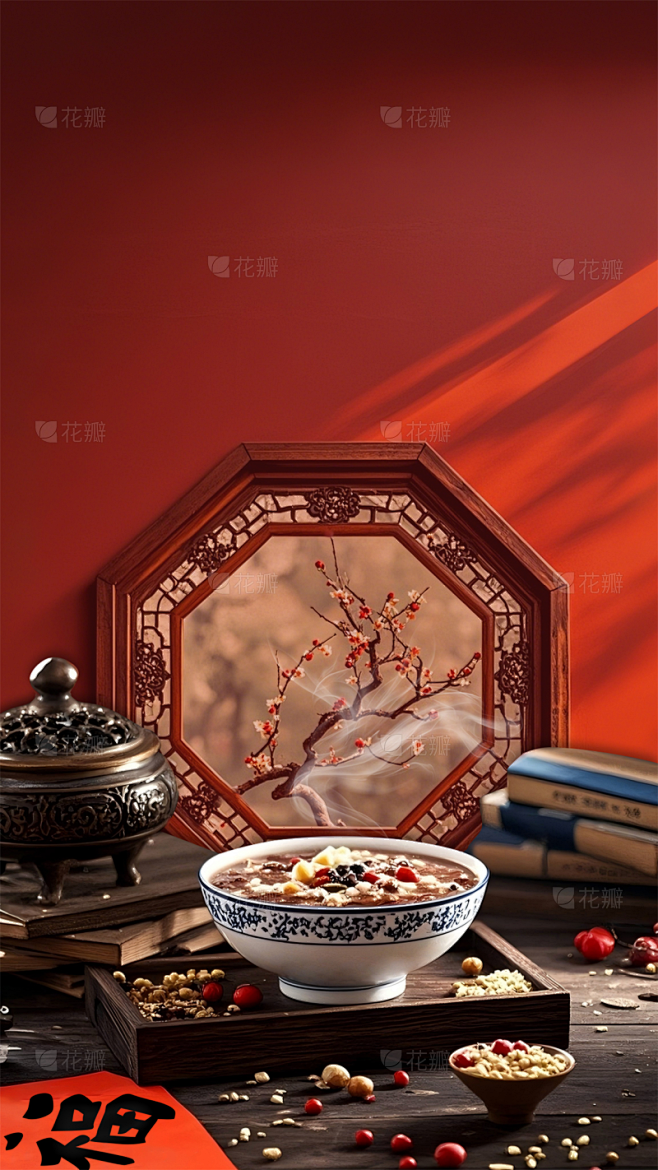腊八节国风实景感腊八粥背景