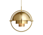 Multi-Light Pendant - Shiny Brass : DESCRIPTION The Multi-Lite was first drawn in 1972 when Louis Weisdorf made an exception to his custom of using multiple repeating elements. Instead, the Multi-Lite reflects Louis' passion for diversity. The fixture is 