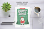 时尚清新可爱扁平化的圣诞老人新年圣诞节海报宣传单DM设计模板