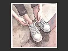 水彩，帆布鞋，手绘 小清新 头像 插画