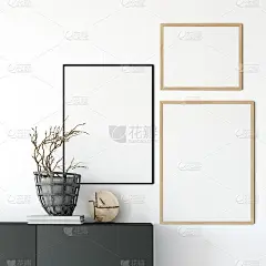 在客厅室内模仿海报。室内北欧风格。3d渲染，3d插图