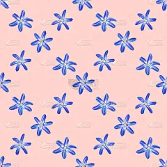 蓝色的春花。手绘彩色铅笔画贺卡模板。婚礼卡片