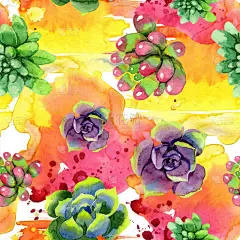 惊人的多汁。水彩背景插图。无缝的背景模式。织物壁纸打印纹理.