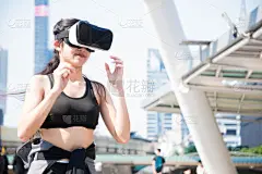 运动,女孩,游戏,虚拟现实,进行中,街道,户外,数字化显示,策略,技术