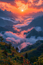 桂林山水风光晨夕自然风景