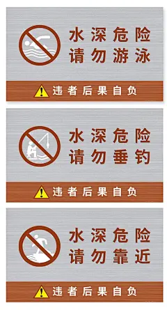 简约水深危险小心溺水安全警示牌