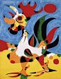 #云朵美术馆#胡安·米罗（Joan Miró，1893-1983），喜欢像孩子一样画画，是与毕加索、达利齐名的超现实主义画家。 ​​​​