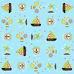 海洋,卡通,四方连续纹样,纺织品,玩具,云,壁纸,船,小的,设备用品