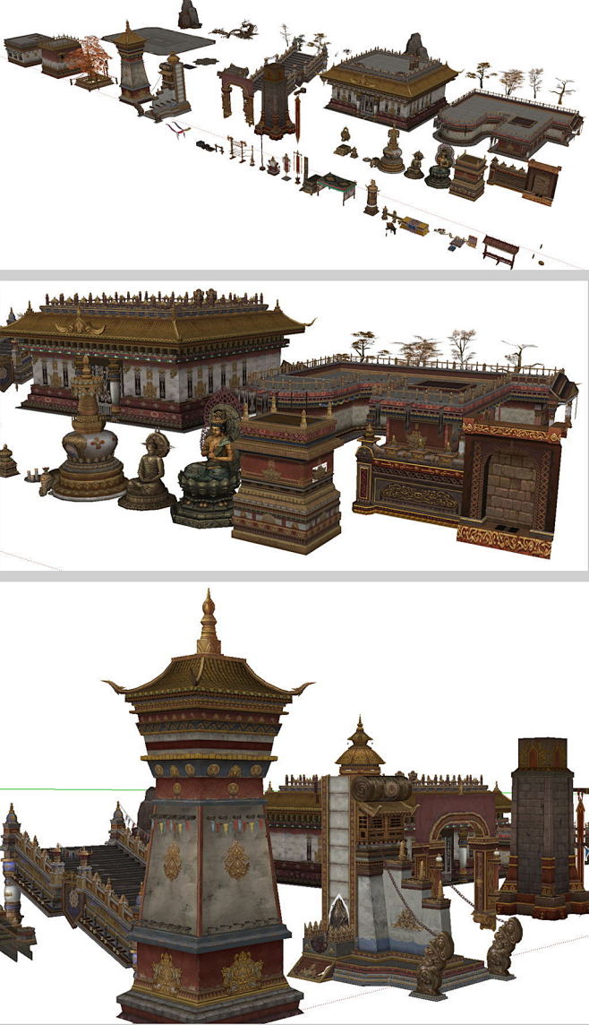 现代藏式藏族风情建筑景观小品佛像梯阶装饰...