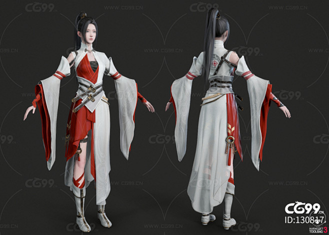 PBR 汉服古装美女 武侠小姐姐 古风美人 女侠 御姐