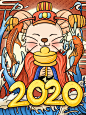 鼠年插画 2020鼠年海报 国潮插画 国潮风海报 2020手绘插画 中国年插画 春节节日海报平面设计