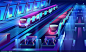 TRAIN STATION : Pablo Ladosa | Neon cyberpunk style vector illustration made with Adobe Illustrator 