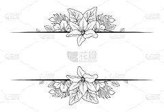 单色手绘花叶、花、边饰装饰