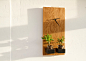 Oak Clock Wooden Wall Modern, geometric with succulent planters or candle holders