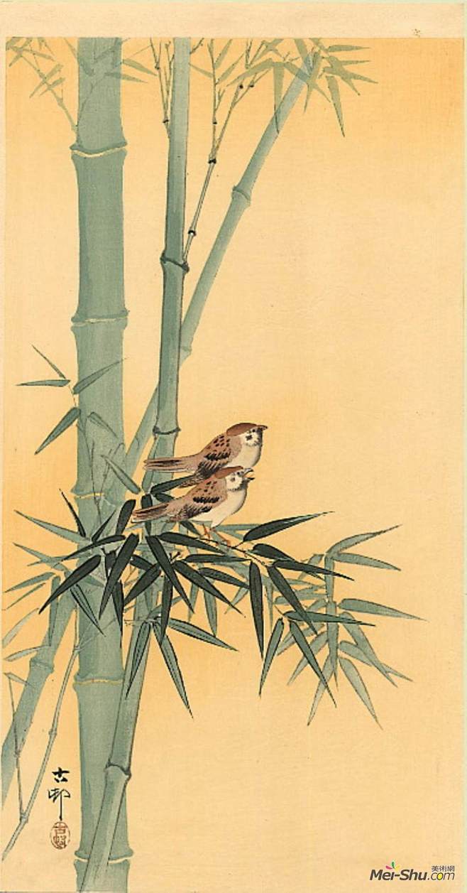 koson)高清作品 ——《竹林麻雀》1喜欢日本画家小原古邨工笔画作品