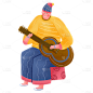 手绘-音乐节人物元素贴纸-吉他