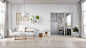 Interior blank photo frame living room with white sofa. 3d rendering.