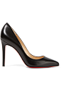Christian Louboutin - Pigalle 100 leather pumps : Heel measures approximately 100mm/ 4 inches Black leather Slip on Made in Italy