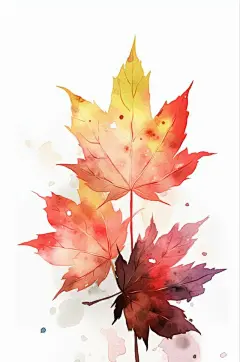 AI数字艺术枫叶二十四节气立秋插画