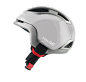 This may contain: an image of a helmet that is on the back of a white background with red accents