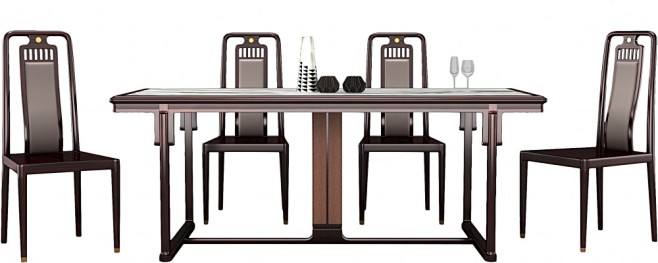 恒达木业新中式长餐桌7件套-软装设计采购...