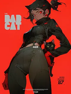 AI手机壁纸-养黑猫的女孩超酷No.3