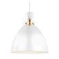 Feiss Lighting Feiss Lighting Brynne Flat White / Chrome LED Pendant Light with Bowl / Dome Shade P1442FWH-LED