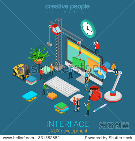 Flat 3d isometric mobile UI/UX GUI design web infographic concept ...