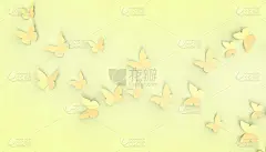 折纸蝴蝶纸和自由的灵感在粉彩黄色背景- 3d渲染