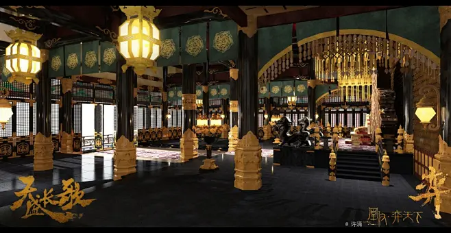 中国风武侠仙侠室内场景CG原画 影视气氛概念图 游戏美术素材-概念场景-微元素 - Element3ds.com!-花瓣网