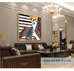 画品厂家田小姐采集到锦尚晶瓷画创意个性壁画客厅玄关抽象装饰画现代简约时尚美女挂画