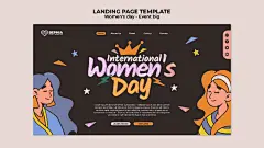 国外创意潮流妇女节插画宣传海报Banner版式封面psd设计素材模板-淘宝网