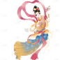 敦煌写实插画飞天仙女人物元素素材